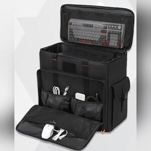 ☔️🩵⏭️NWOT Black Large Gaming Computer Case Travel Backpack/Bag